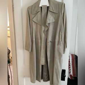 Hugo Boss Trench Suede Coat- beige shimmery color; size 4 Boss by Hugo Boss
